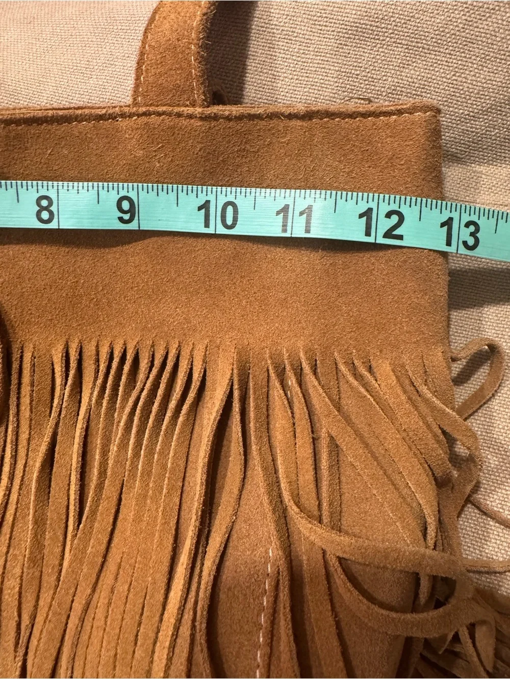 Vintage The Limited Suede Fringe Shoulder Bag Tan Camel Boho Western Tote